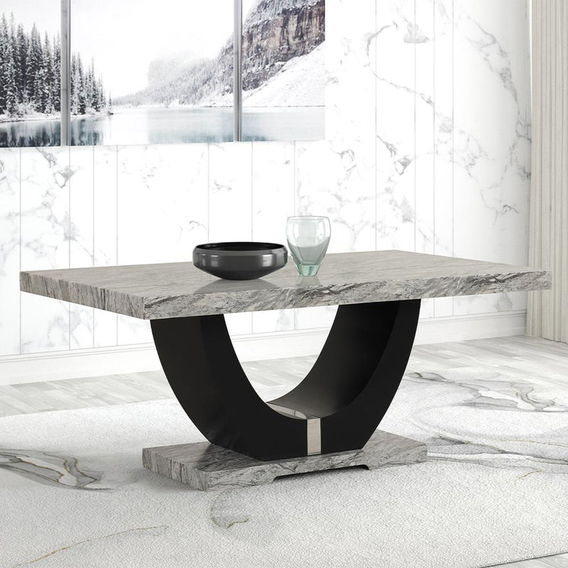 [D210-Table] Vivian - Dining Table, MDF / SOLID WOOD, Gray / Black Each - D210-Table