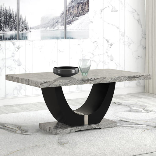 [D210-Table] Vivian - Dining Table, MDF / SOLID WOOD, Gray / Black Each - D210-Table