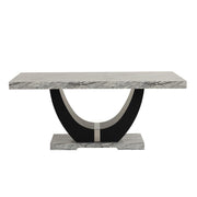 [D210-Table] Vivian - Dining Table, MDF / SOLID WOOD, Gray / Black Each - D210-Table