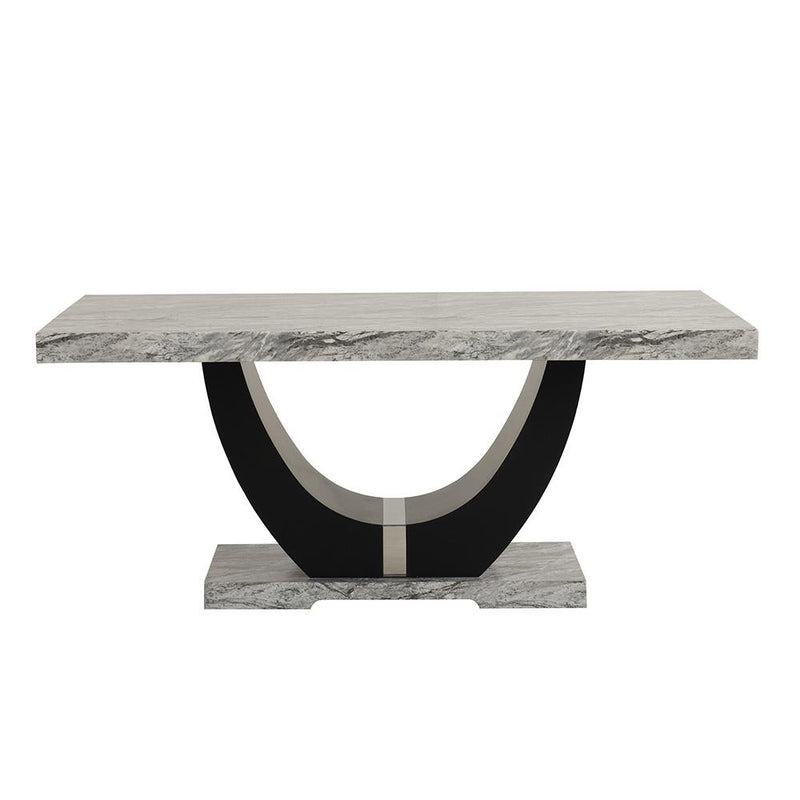 [D210-Table] Vivian - Dining Table, MDF / SOLID WOOD, Gray / Black Each - D210-Table