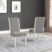 [D211-C] Sarah - Chair (Side Chair), FABRIC / SOLID RUBER WOOD, Gray / White With : N/A Box: 1 of 1 Box of 2 - D211-C