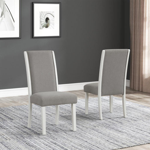 [D211-C] Sarah - Chair (Side Chair), FABRIC / SOLID RUBER WOOD, Gray / White With : N/A Box: 1 of 1 Box of 2 - D211-C