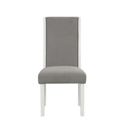 [D211-C] Sarah - Chair (Side Chair), FABRIC / SOLID RUBER WOOD, Gray / White With : N/A Box: 1 of 1 Box of 2 - D211-C