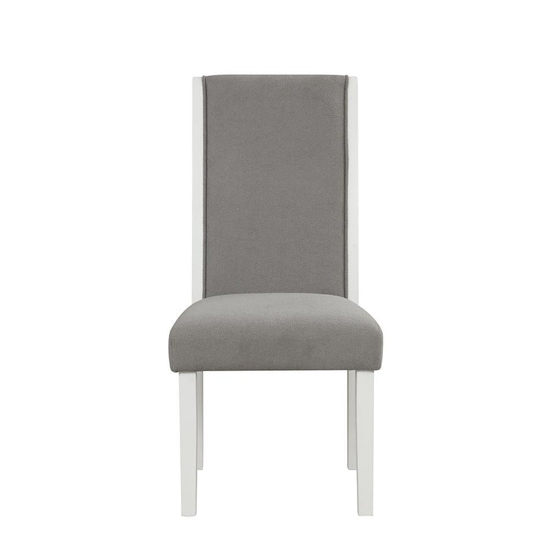 [D211-C] Sarah - Chair (Side Chair), FABRIC / SOLID RUBER WOOD, Gray / White With : N/A Box: 1 of 1 Box of 2 - D211-C