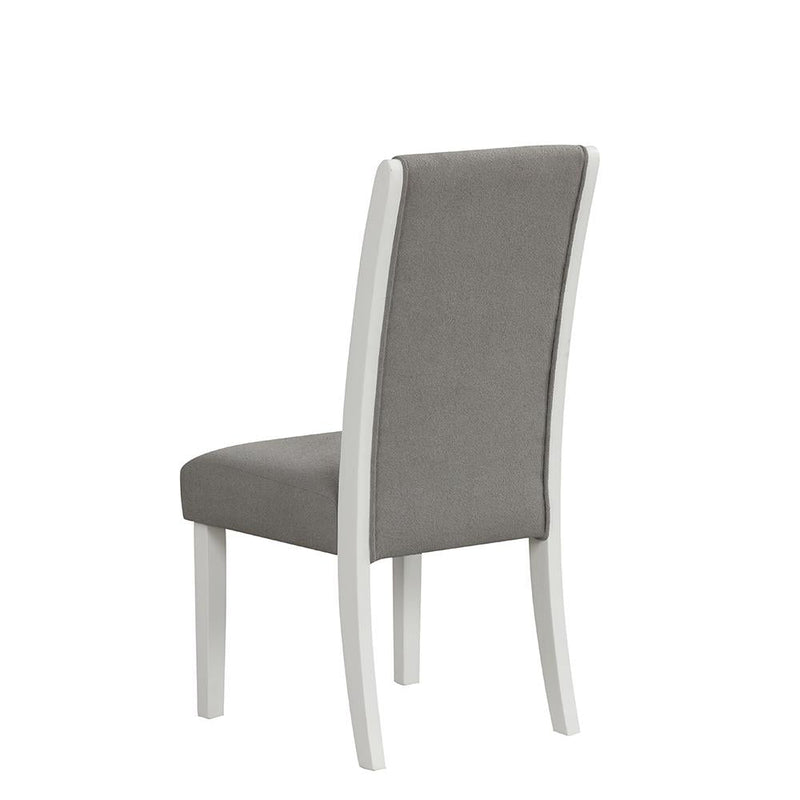 [D211-C] Sarah - Chair (Side Chair), FABRIC / SOLID RUBER WOOD, Gray / White With : N/A Box: 1 of 1 Box of 2 - D211-C