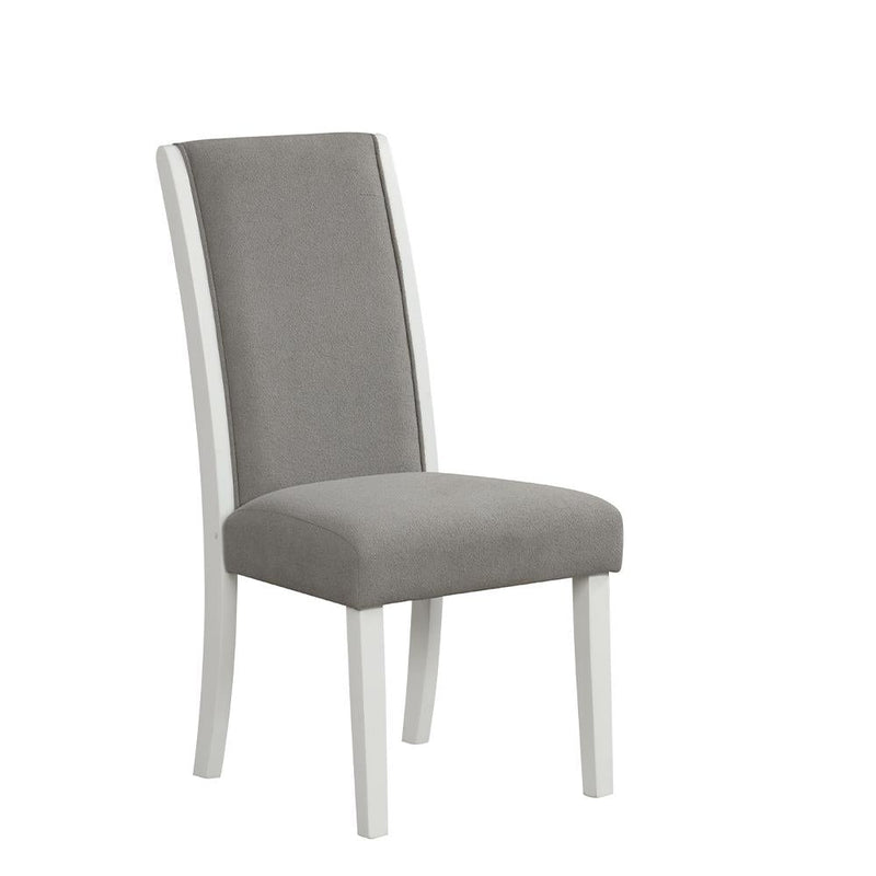 [D211-C] Sarah - Chair (Side Chair), FABRIC / SOLID RUBER WOOD, Gray / White With : N/A Box: 1 of 1 Box of 2 - D211-C