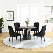 [D217-5PC-Set-Black & Black] Eva - 5PC Dining Set (Black & Black), MDF/ SOLID RUBER WOOD / VELVET, Black / Black Each - D217-5PC-Set-Black & Black