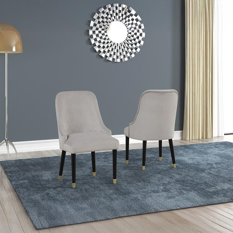 [D218-C] Eva - Chair (Gray), SOLID RUBER WOOD / VELVET, Gray Box: 1 of 1 Box of 2 - D218-C