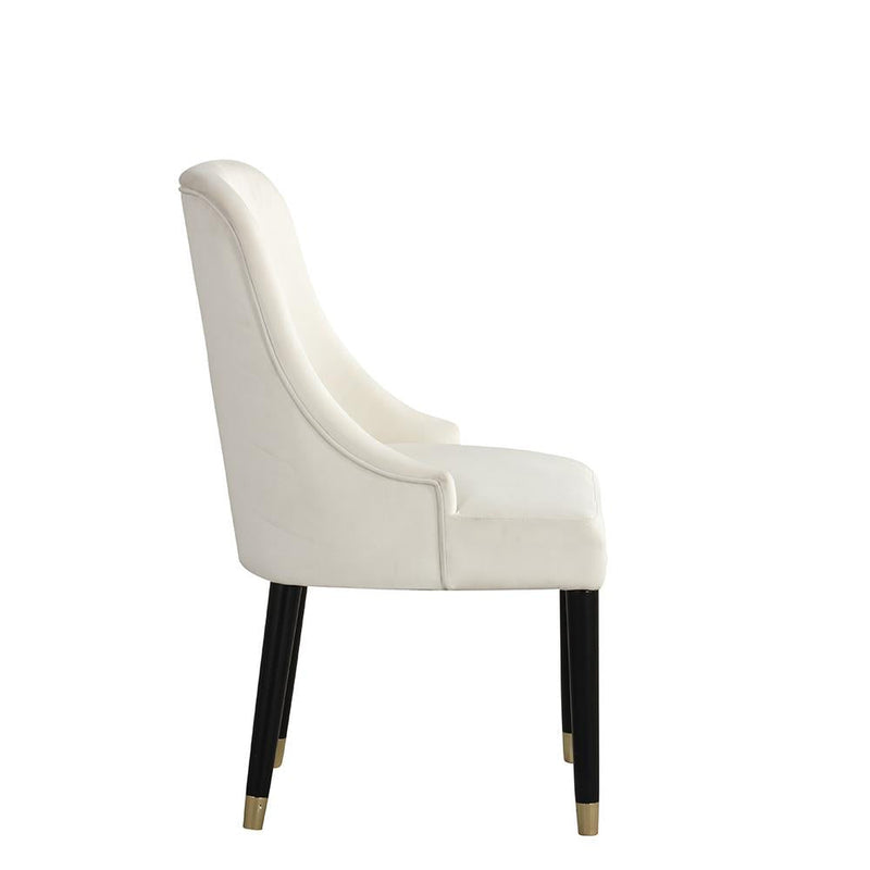 [D219-C] Eva - Chair (Cream), SOLID RUBER WOOD / VELVET, Cream Box: 1 of 1 Box of 2 - D219-C