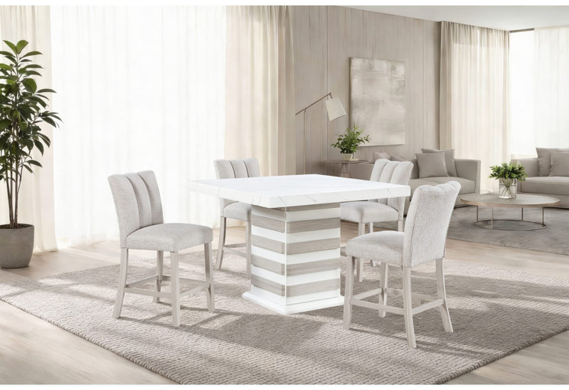 D2507 Bar Table With 6 D06 Bar Stools Beige - D2507BT+D06BS-BEIGE 7 PC