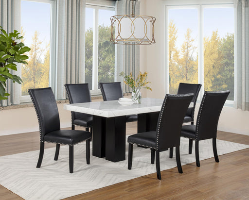 D255 - Blaze Black Rectangle Faux Marble Dining Table - D255-Table