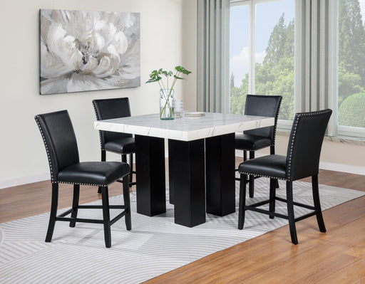 D256 - Blaze Black 5PC (Table & 4 Black PU Chairs) - D256-Black-5PC