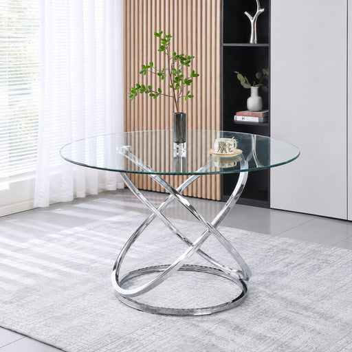 [D305-Table] Helix - Dining Table (Chrome), Metal, Glass, Chrome Each - D305-Table