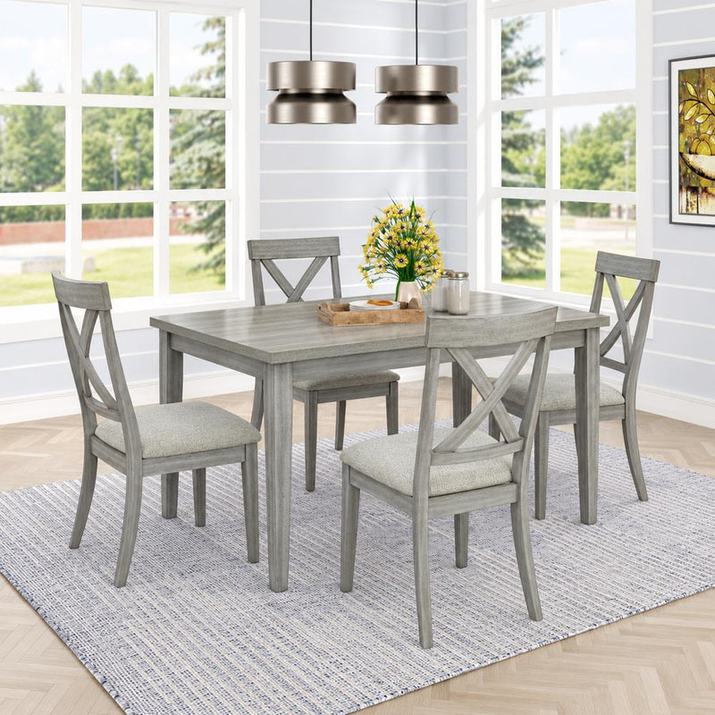 [D328-5PC-Set] Miral - 5PC Dining Set, MDF, Melamin, Rubber Wood, Fabric, Gray Each - D328-5PC-Set