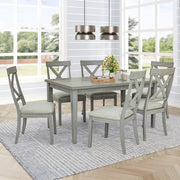 [D328-7PC-Set] Miral - 7PC Dining Set, MDF, Melamin, Rubber Wood, Fabric, Gray Each - D328-7PC-Set