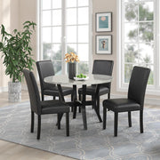 [D340-5PC-Set] Maria - 5PC Dining Set (White & Black), Solid Rubber Wood + MDF+PU, WHITE / BLACK Box: 1 of 1 Each - D340-5PC-Set