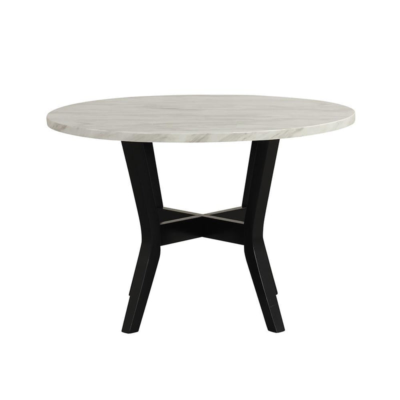 [D340-5PC-Set] Maria - 5PC Dining Set (White & Black), Solid Rubber Wood + MDF+PU, WHITE / BLACK Box: 1 of 1 Each - D340-5PC-Set