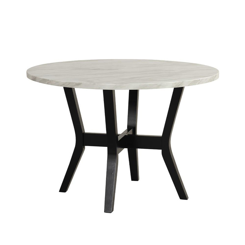 [D340-5PC-Set] Maria - 5PC Dining Set (White & Black), Solid Rubber Wood + MDF+PU, WHITE / BLACK Box: 1 of 1 Each - D340-5PC-Set