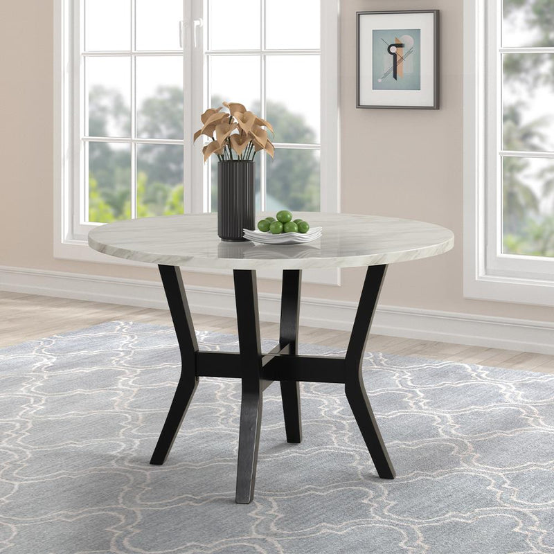 [D340-5PC-Set] Maria - 5PC Dining Set (White & Black), Solid Rubber Wood + MDF+PU, WHITE / BLACK Box: 1 of 1 Each - D340-5PC-Set