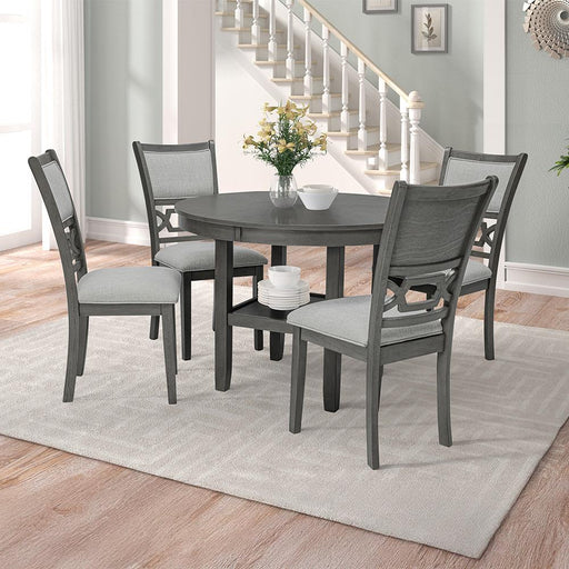 [D342-5PC-Set] River - 5PC Round Dining Set (Gray), MDF, Rubber Wood, Gray Box: 1 of 1 Each - D342-5PC-Set