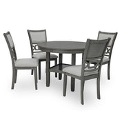 [D342-5PC-Set] River - 5PC Round Dining Set (Gray), MDF, Rubber Wood, Gray Box: 1 of 1 Each - D342-5PC-Set