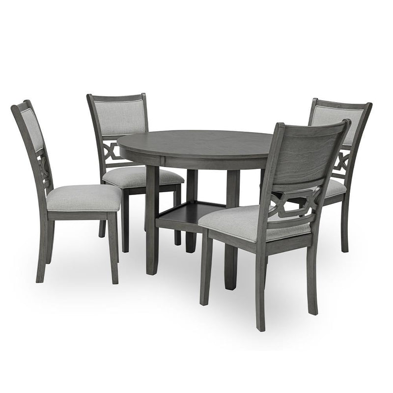 [D342-5PC-Set] River - 5PC Round Dining Set (Gray), MDF, Rubber Wood, Gray Box: 1 of 1 Each - D342-5PC-Set