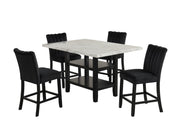 [D527-5PC-Set] Ayla - 5PC Pub Table Set (White & Black, Velvet), MDF / SOLID WOOD / VELVET, WHITE / BLACK Each - D527-5PC-Set