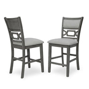 [D530-5PC-Set] Andrea - 5PC Round Pub Set (Gray), MDF, Rubber Wood, Gray Box: 1 of 1 Each - D530-5PC-Set