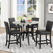 [D536-5PC-Set] Ariana - 5PC Pub Table Set (White & Black), SOLID RUBBER WOOD/ MDF, WHITE / BLACK Box: 1 of 1 Each - D536-5PC-Set