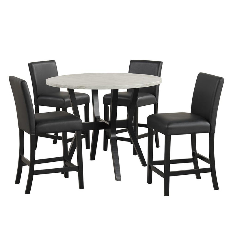 [D536-5PC-Set] Ariana - 5PC Pub Table Set (White & Black), SOLID RUBBER WOOD/ MDF, WHITE / BLACK Box: 1 of 1 Each - D536-5PC-Set