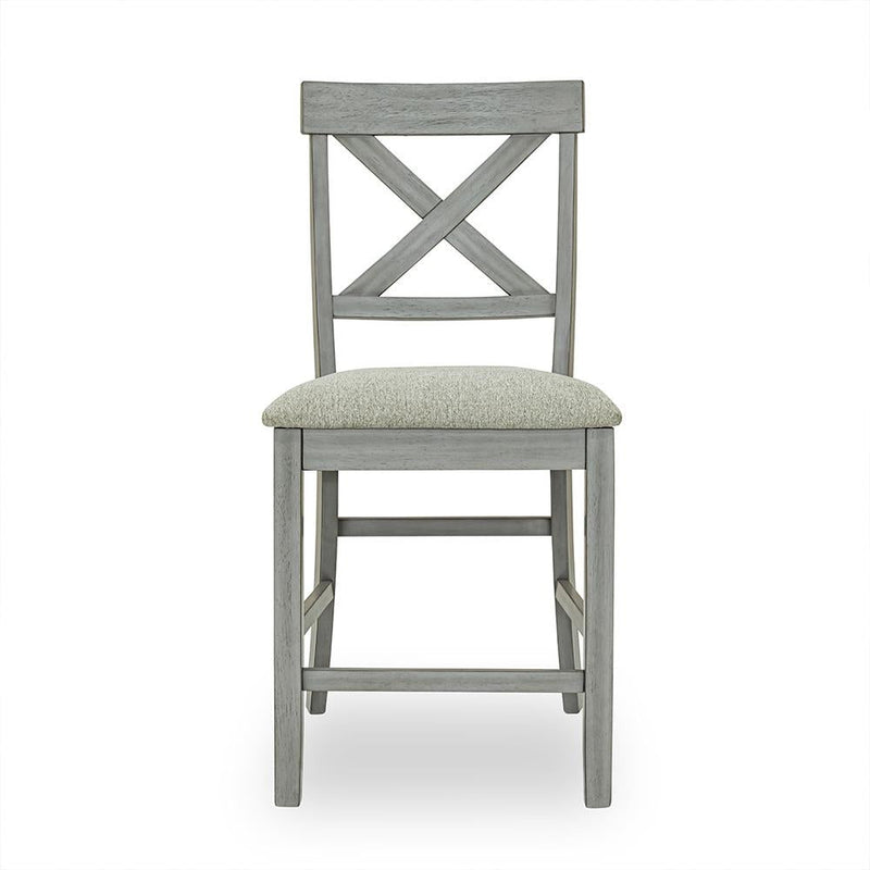 [D574-C] Miral - Pub Chair, Rubber Wood, Fabric, Gray Box: 1 of 1 Box of 2 - D574-C