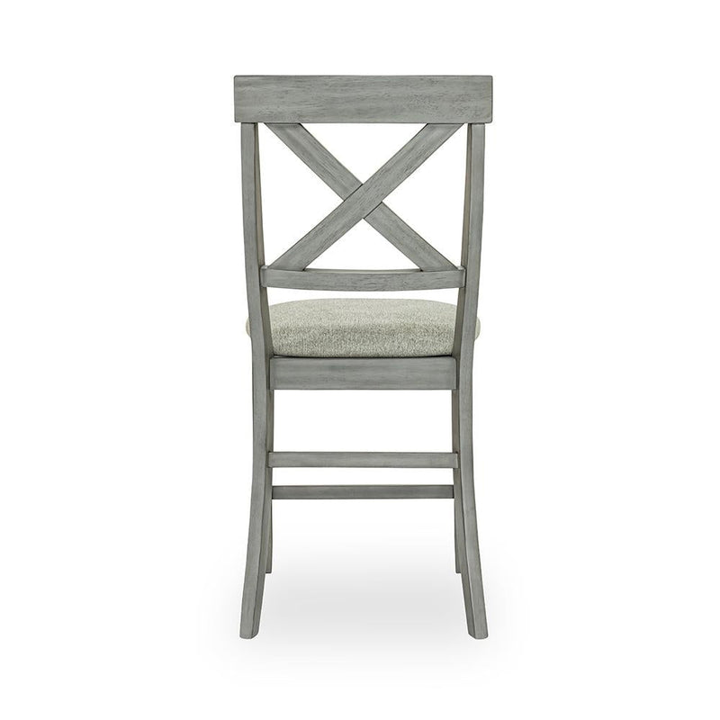 [D574-C] Miral - Pub Chair, Rubber Wood, Fabric, Gray Box: 1 of 1 Box of 2 - D574-C