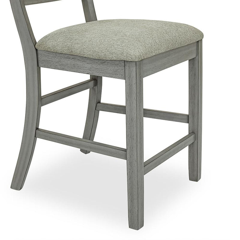 [D574-C] Miral - Pub Chair, Rubber Wood, Fabric, Gray Box: 1 of 1 Box of 2 - D574-C