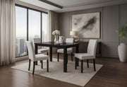 D8032 Black Dining Table & D9026 Dining Chair Silver - D8032DT-BLK + D9026DC-SIL