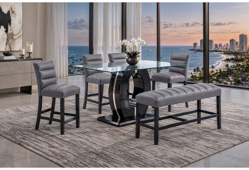 D895 Bar Table With 4 D895 Bar Stools - D895BT+D895BS-GREY