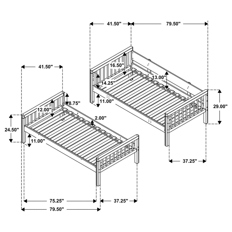 Dakota Wood Twin Over Twin Bunk Bed Natural - 461171