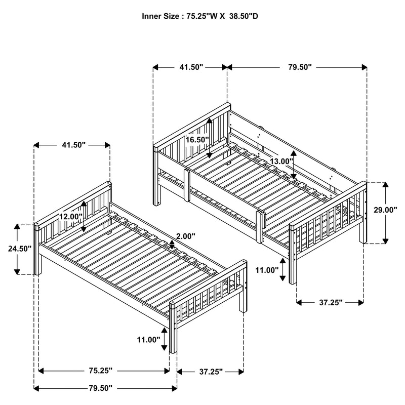 Dakota Wood Twin Over Twin Bunk Bed Natural - 461171