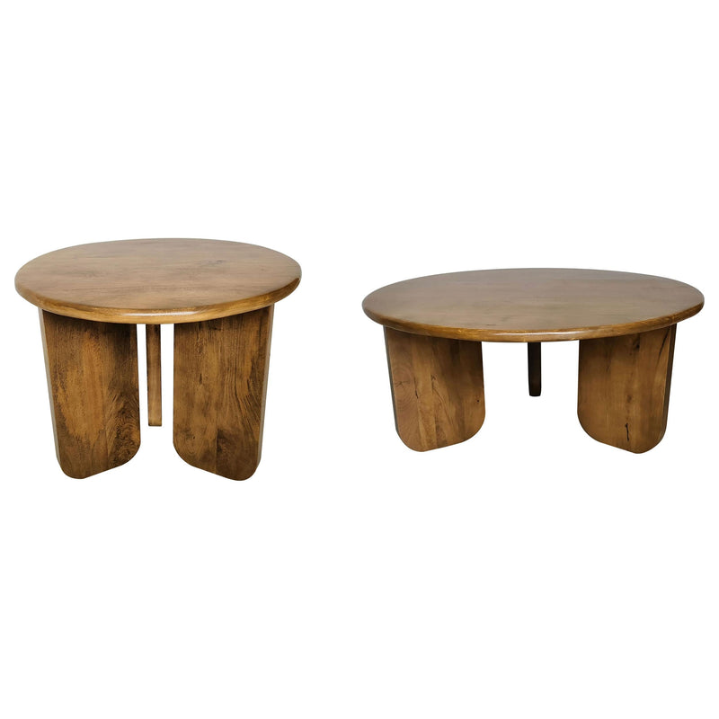 Dale 2-Piece Round Mango Wood Coffee and End Table Set Honey Mango - 736078-S2