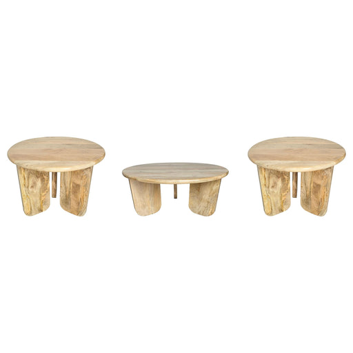 Dale 3-Piece Round Mango Wood Coffee and End Table Set Natural Mango - 722548-S3