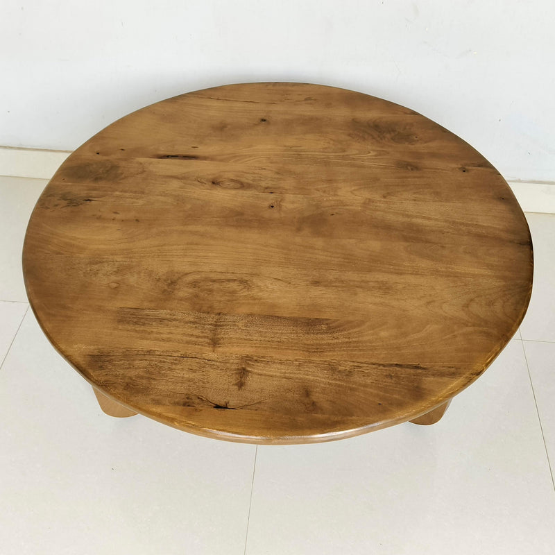 Dale Sculptural Round Solid Mango Wood Coffee Table Honey Mango - 736078