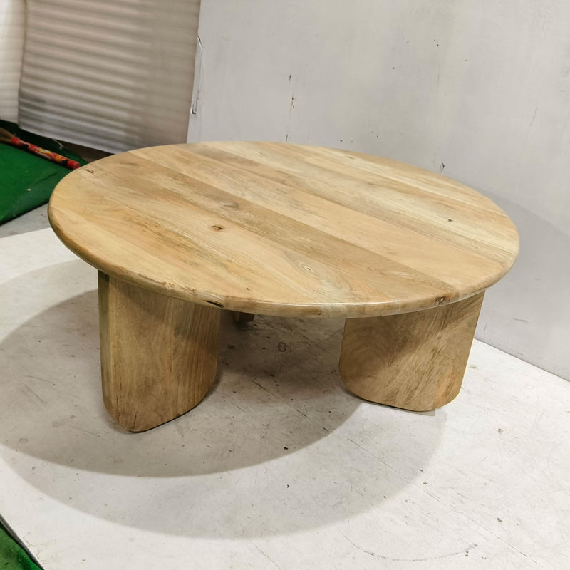 Dale Sculptural Round Solid Mango Wood Coffee Table Natural Mango - 722548