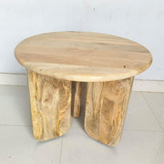 Dale Sculptural Round Solid Mango Wood End Table Natural Mango - 722547
