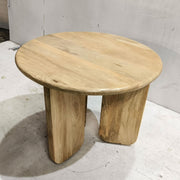 Dale Sculptural Round Solid Mango Wood End Table Natural Mango - 722547