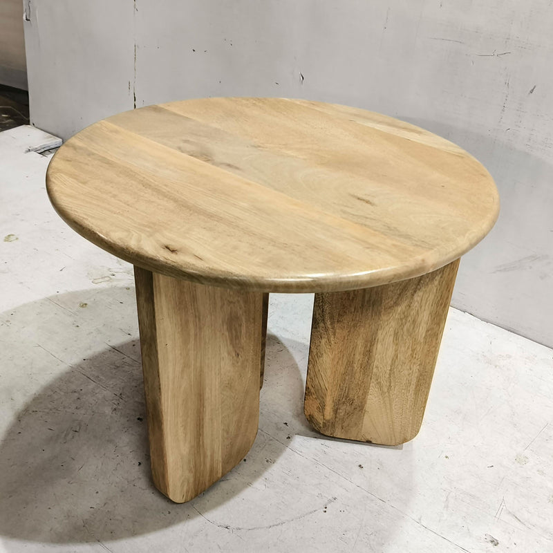 Dale Sculptural Round Solid Mango Wood End Table Natural Mango - 722547