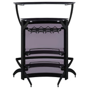 Dallas 2-shelf Curved Freestanding Home Bar Cabinet Black - 182135
