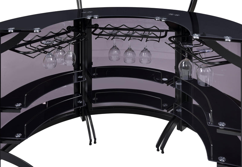Dallas 3-piece Curved Freestanding Home Bar Cabinet Black - 182135-S3