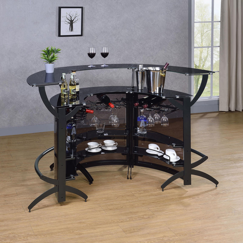 Dallas 3-piece Curved Freestanding Home Bar Cabinet Black - 182135-S3