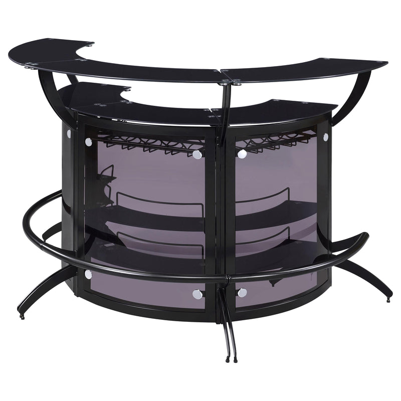 Dallas 3-piece Curved Freestanding Home Bar Cabinet Black - 182135-S3