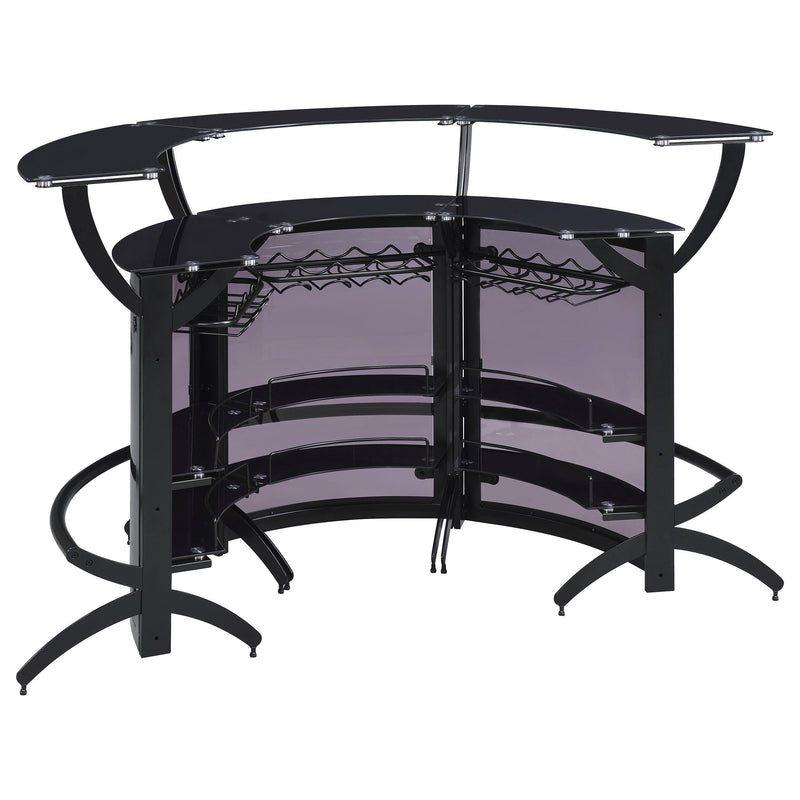 Dallas 3-piece Curved Freestanding Home Bar Cabinet Black - 182135-S3