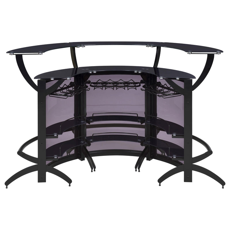 Dallas 3-piece Curved Freestanding Home Bar Cabinet Black - 182135-S3
